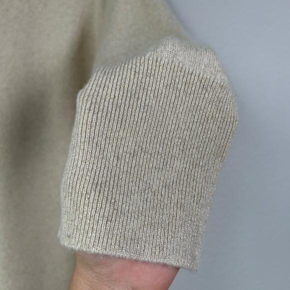 Talbots plus size 2X mock neck pullover sweater cashmere blend beige metallic - Picture 9 of 11